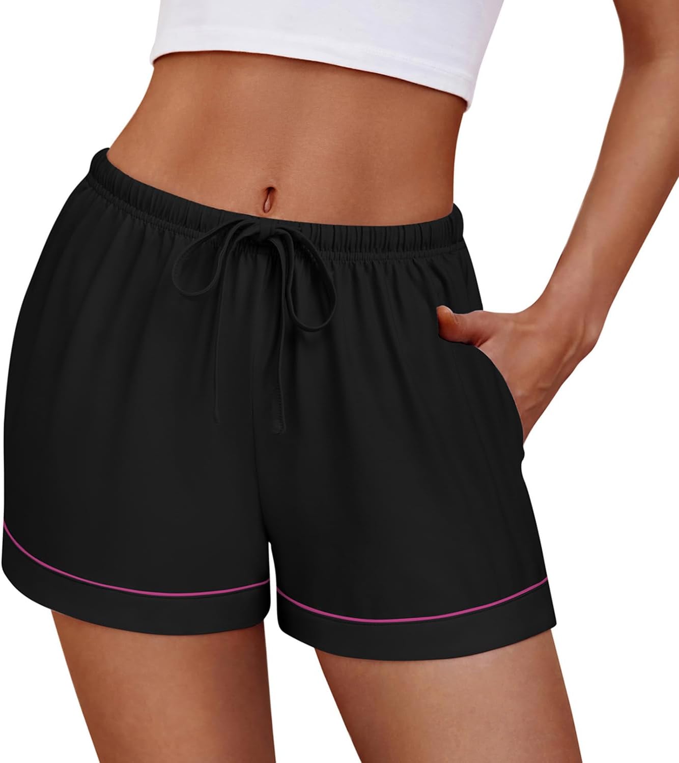 Ekouaer Womens Pajama Shorts Casual Summer Sleep Shorts Cute Printed Lounge Pj Bottoms with Drawstring & Pockets