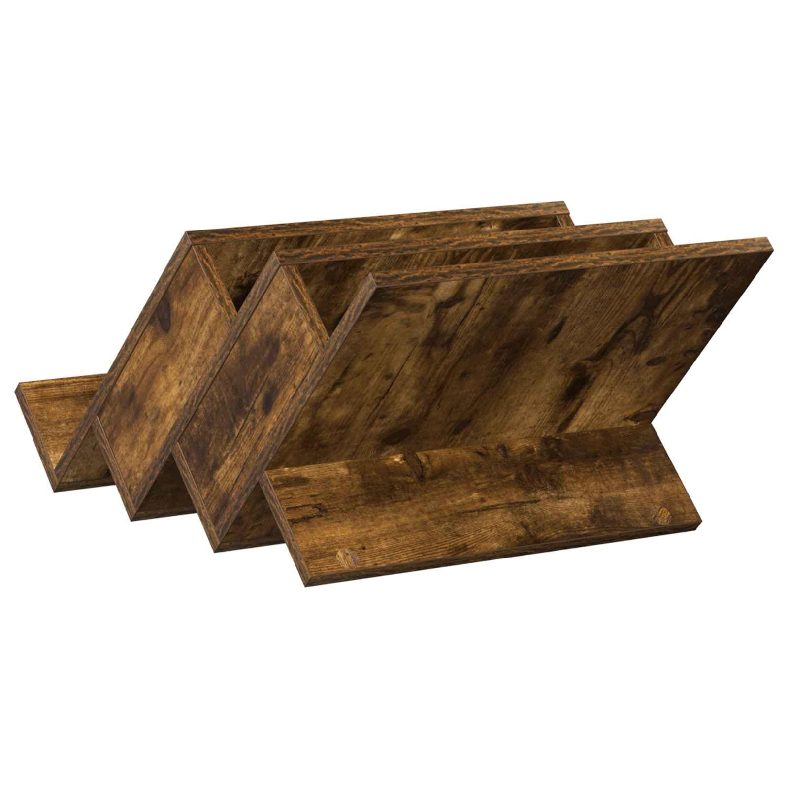 Portariviste in rovere affumicato, 53 x 40 x 28,5 cm, con 3 ripiani, versatile portariviste per soggiorno, ufficio, bagno, conservazione stabile e pratico ripiano