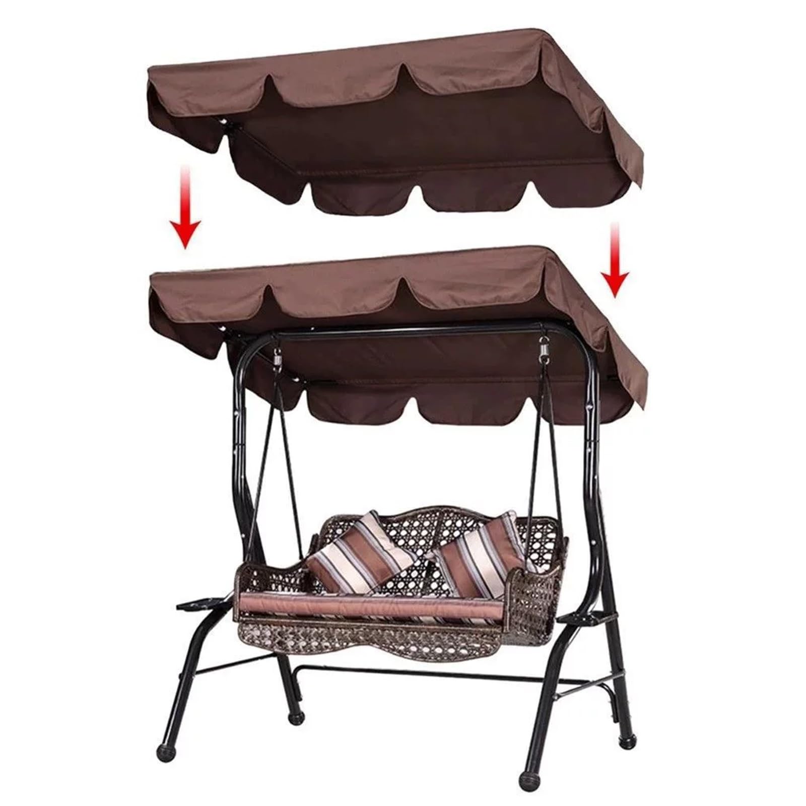 Toldo de Repuesto for Columpio de Porche, Impermeable, Bloque UV, Techo de jardín al Aire Libre for Columpios de Banco, Tela de poliéster Que se Adapta a la mayoría de los Marcos