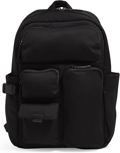 Vera Bradley Mochila grande de algodón para mujer, color negro, talla única