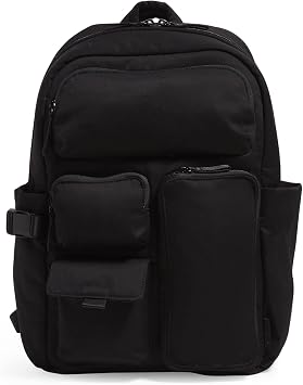 Vera Bradley Women's Cotton Utility Large Backpack, Black, One Size
