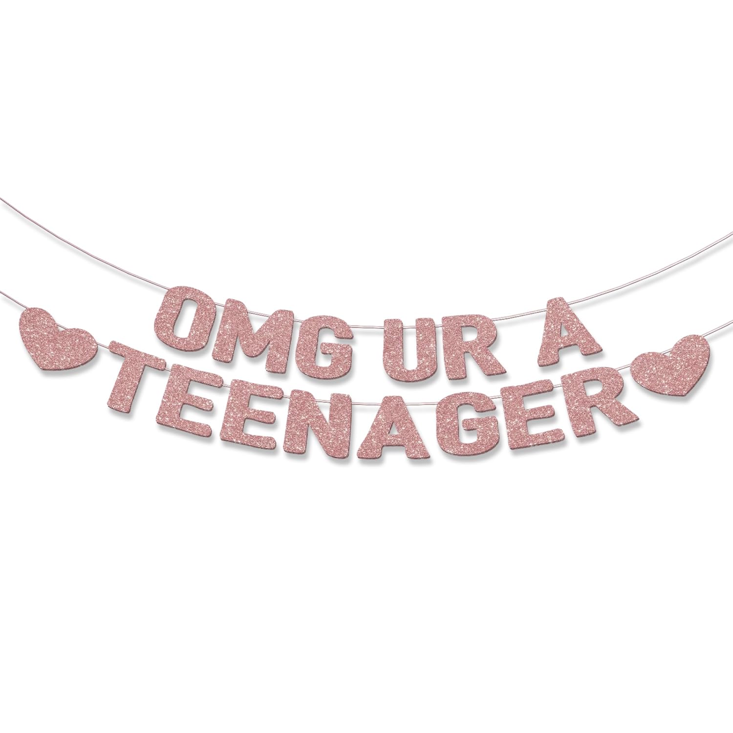 Rose Gold 13th Birthday Banner with Glitter - Special Birthday Decoration for Teen Girls Turning 13, Ideal for 13 Year Old Girl Party Decor, Teenager Party Supplies, Sweet 13 Celebration