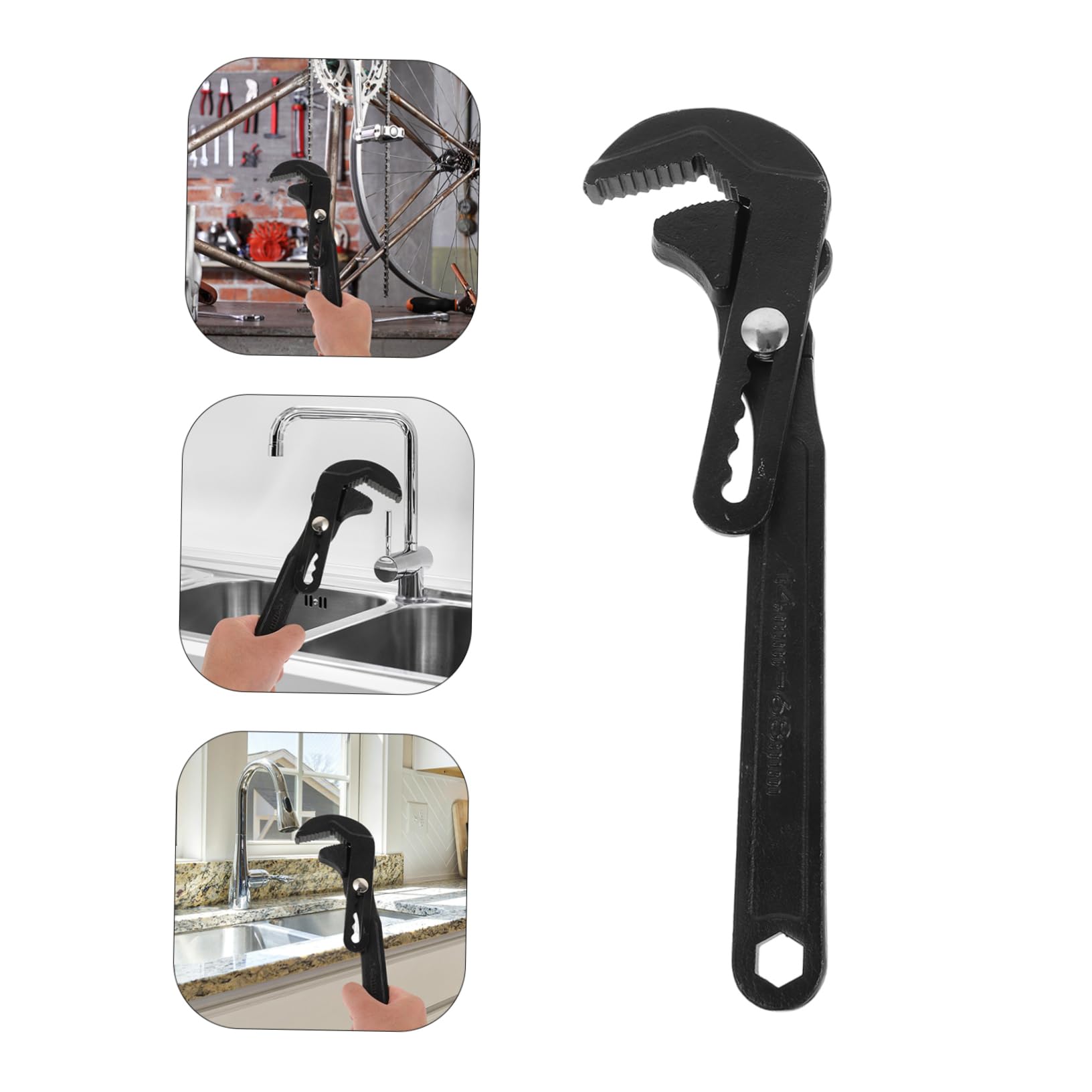 Llave Ajustable Multifuncional para Plomería Llave Inglesa Grande y Pequeña Herramienta de Fontanería Negro Pesado Apertura Amplia Reparación Baño Suministros 1 Unidad