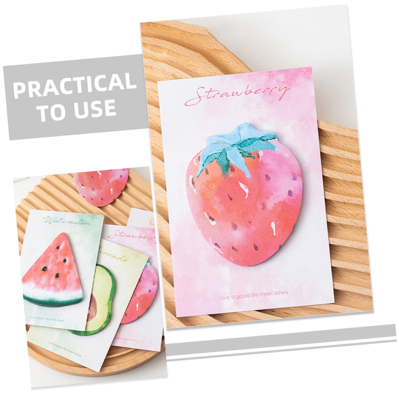 OSALADI 5 Pezzi 8 Note adesive a forma di frutta pastiglie divertente colorato adesivi per libri blocchi note autoadesivi Adesivi della nota scolastica Pad di memo compatti Carta