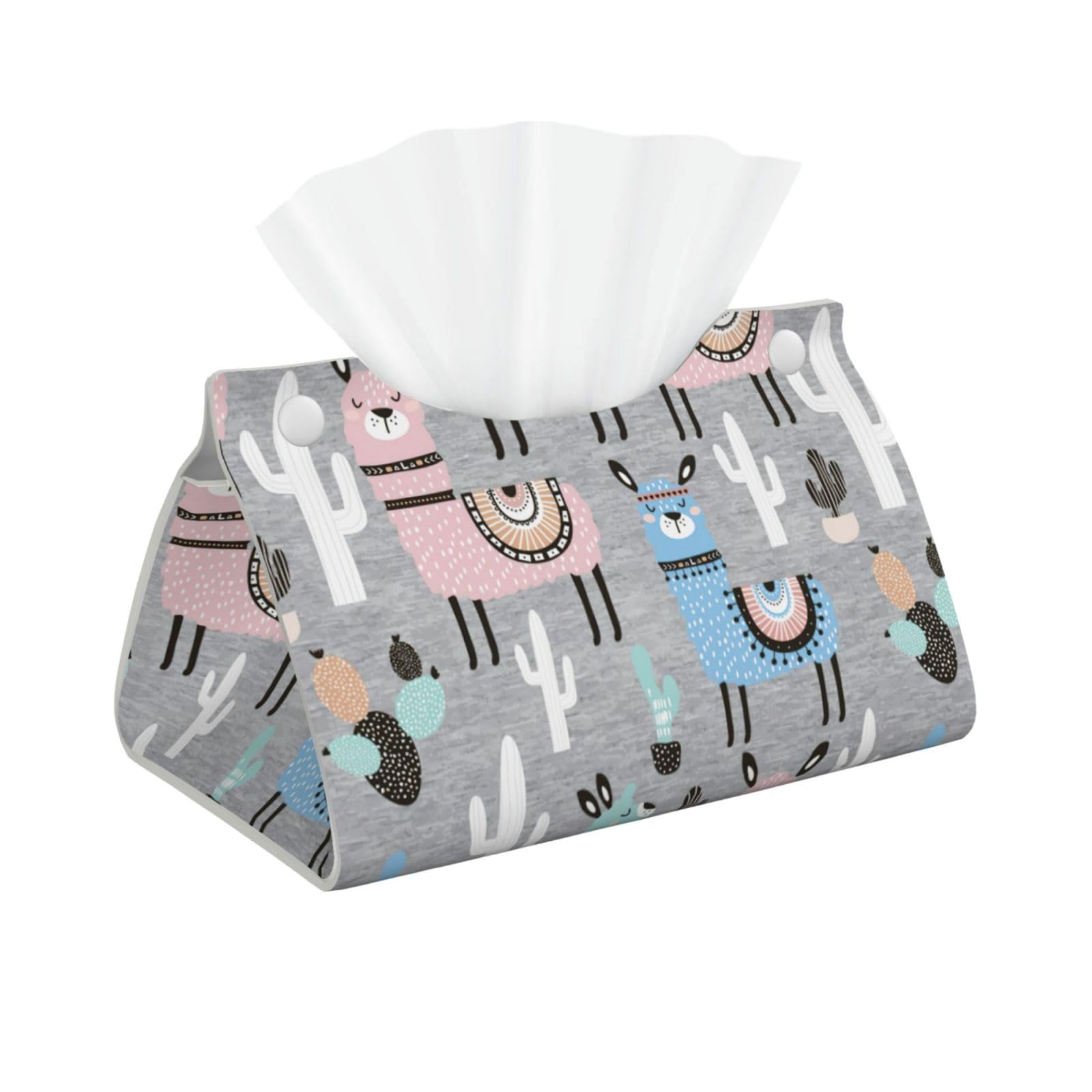 Llama Cactus Print Long Tissue Box Cover Tissue Dispenser Box For Living Room, Office, Car, Bathroom