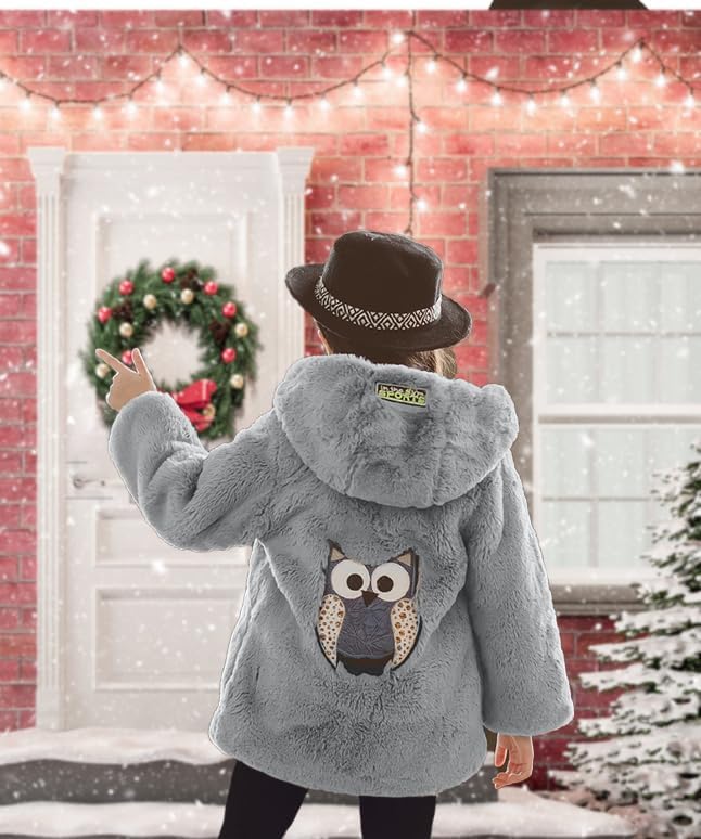 ASHER FASHION Little Big Girls Winter Outfit Hooded Fur Jacket Warm Cotton Fleece Thick Coat Outwear - Image 4