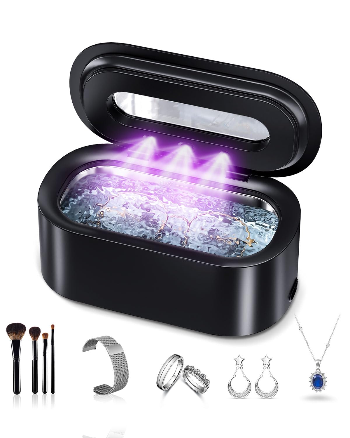 Ultrasonic Jewelry Cleaner, Silver Cleaner 48KHZ 350ML, Professional Ultra Sonic Cleaner with Digital Timer, Ultrasonic Jewellery Cleaner Machine for Watch Straps, Eyeglasses, Rings, Earrings