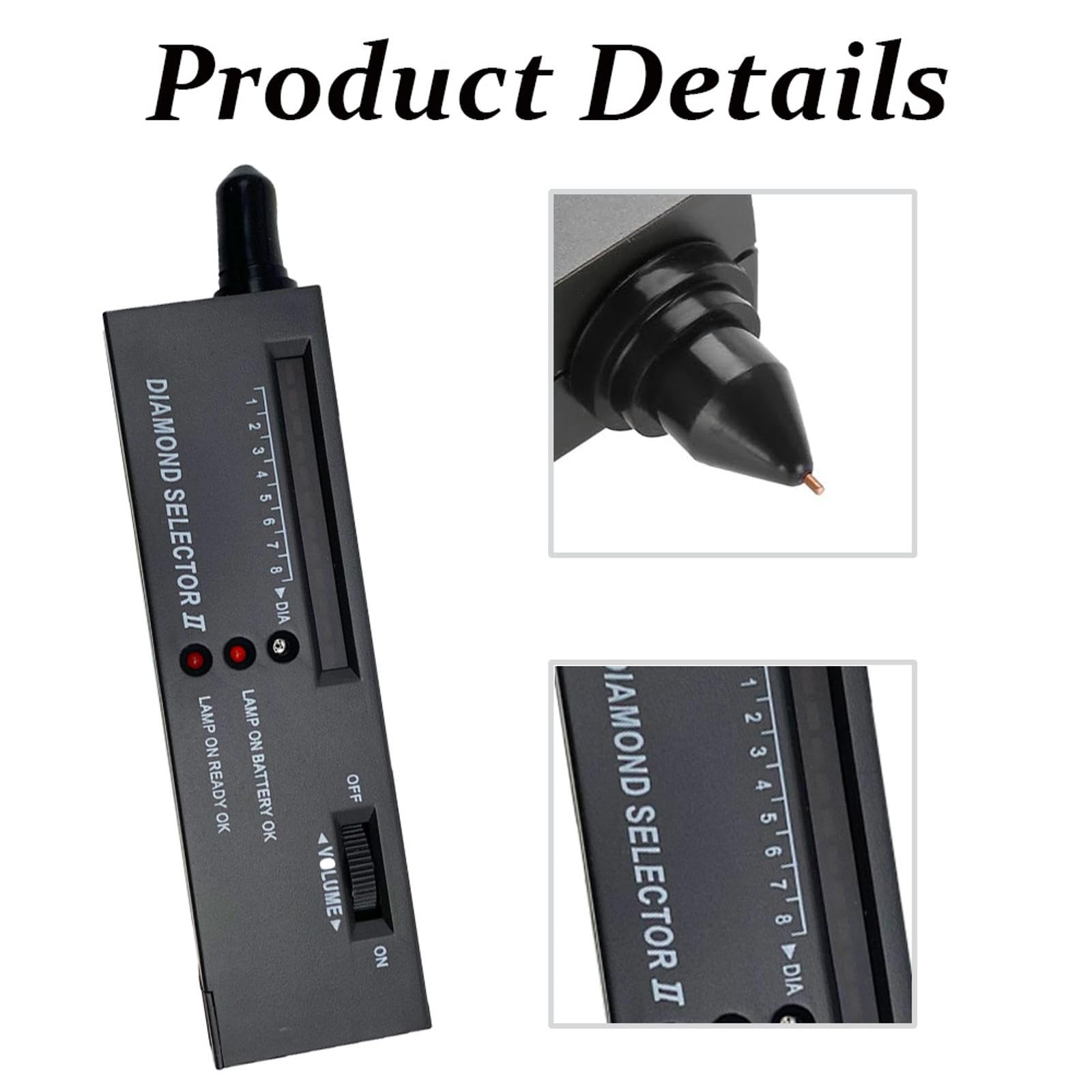 Detector de joyas portátil con indicador LED, comprobador electrónico de dureza para piedras preciosas, zafiros
