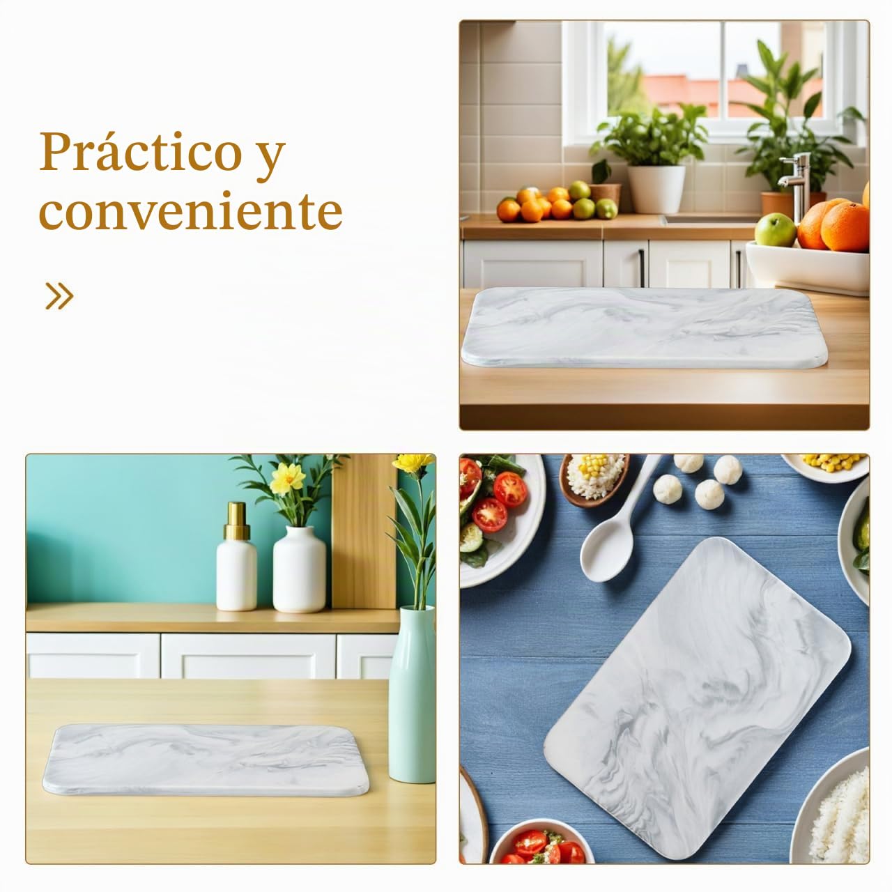 Angoily Tabla de Cortar Cerámica Rectangular Diseño Mármol, Bandeja de Sushi Práctica y Placa para Servir Alimentos, Tamaño Pequeño Gris, Adecuado para Cocina Doméstica y Restaurante