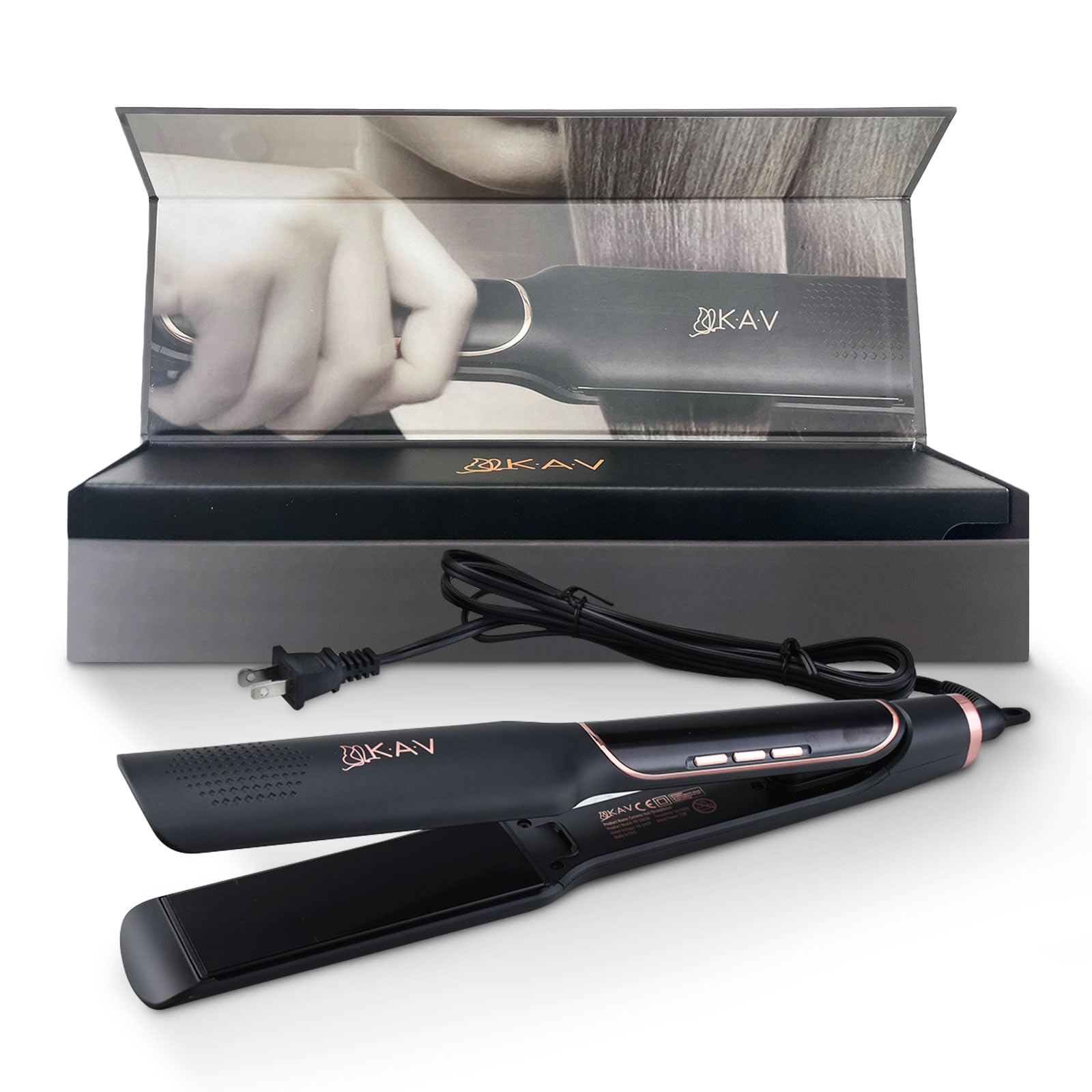 Gemma Gloom Black Ceramic Coated Hair Straightener, 1 3/4