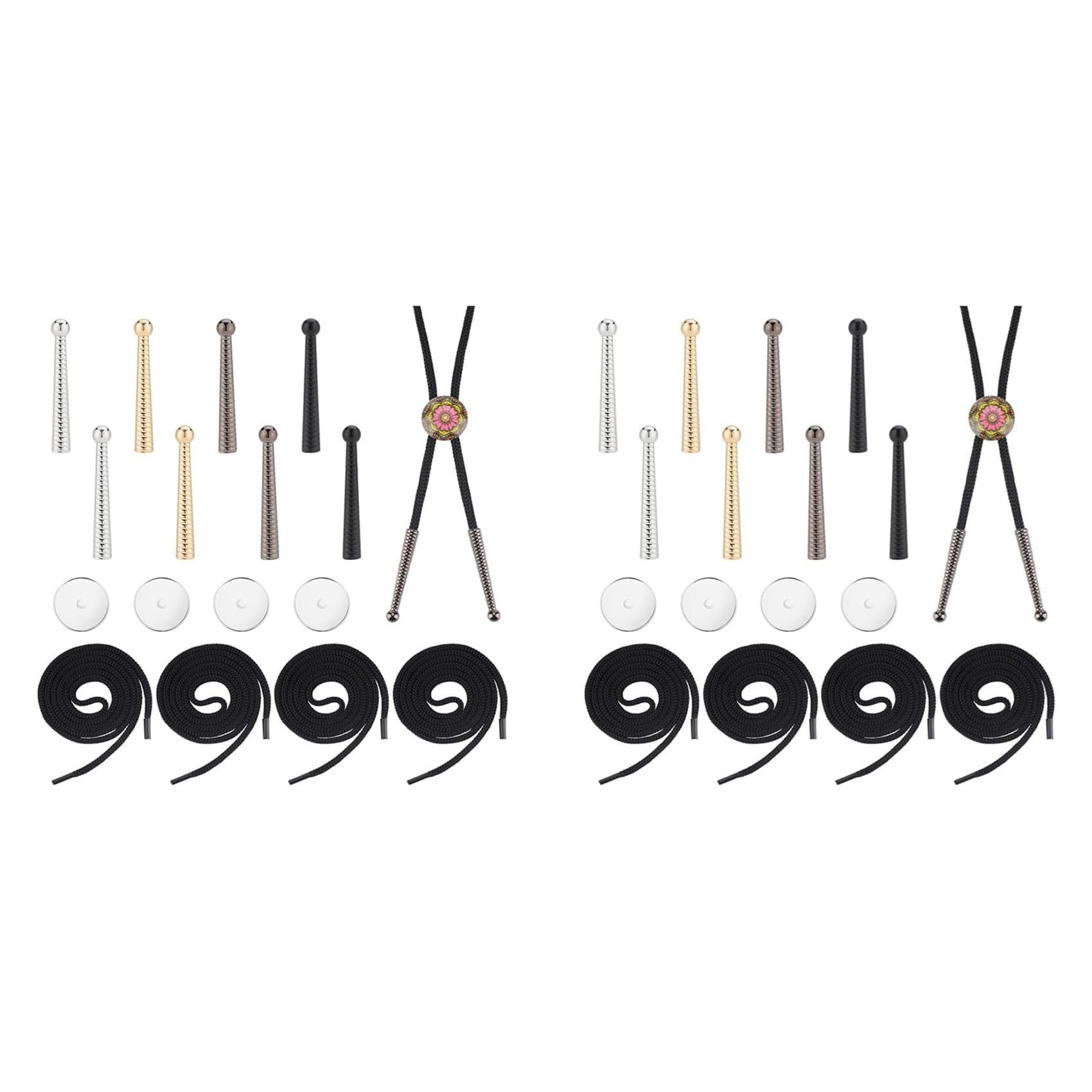 Hndhbfgrt 2X Bolo Tie Findings DenimTie Bolo Tie Replacement End Cap Kit for DIY Bolo Tie Making