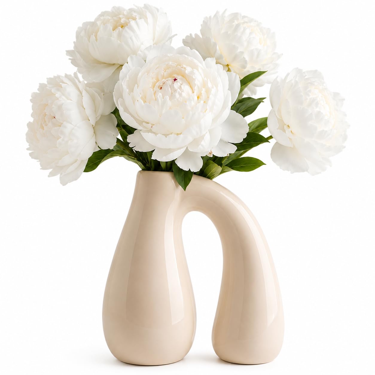 Photo 1 of Cream White Ceramic Vase for Pampas, Boho Shelf & Table Decor