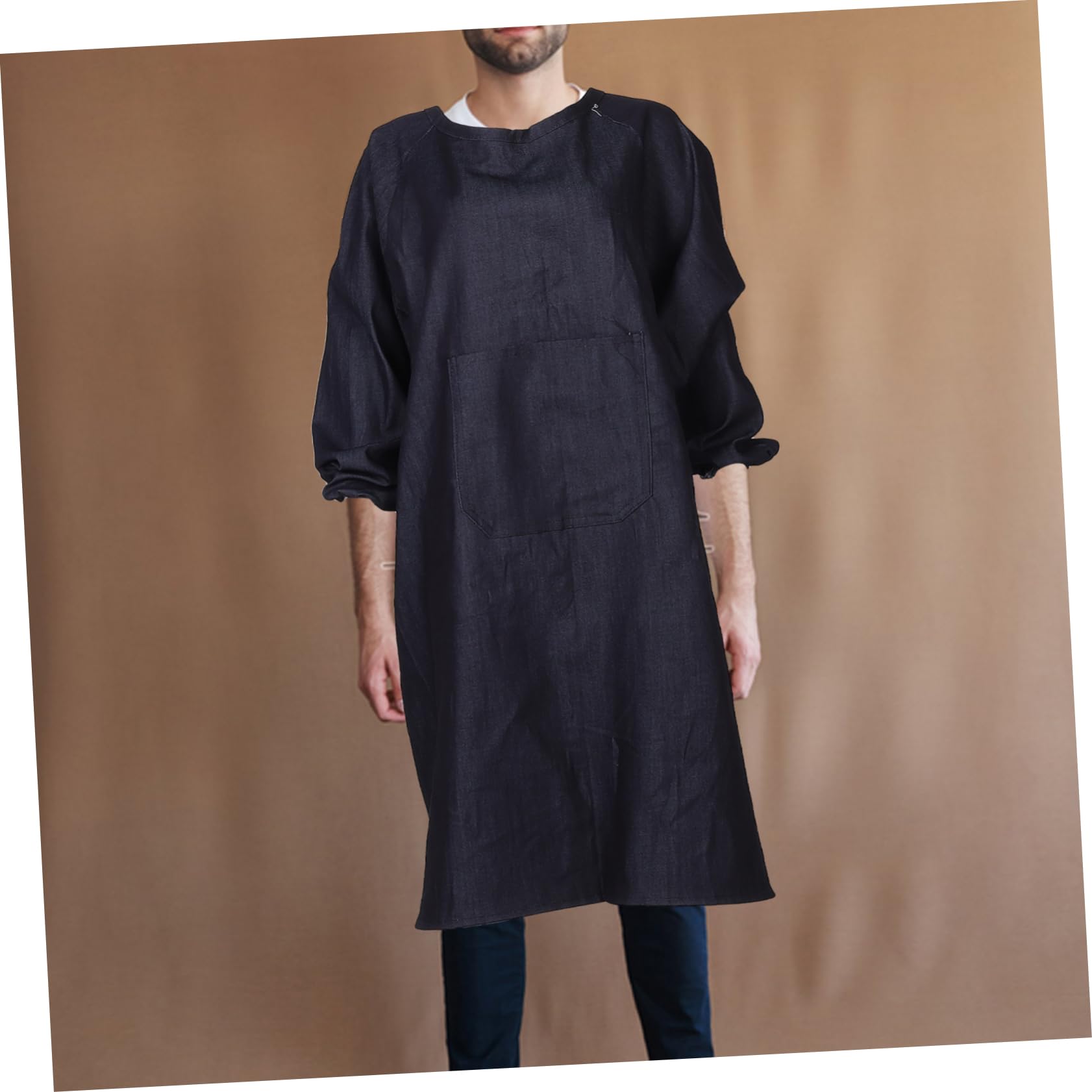 Delantal De Trabajo Antimanchas y Reversible De Manga Larga, Talla Grande, Tejido Grueso Resistente Para Protección Laboral, Con Bolsillos Multifuncionales, Uso Industrial y Cocina, 1 Unidad