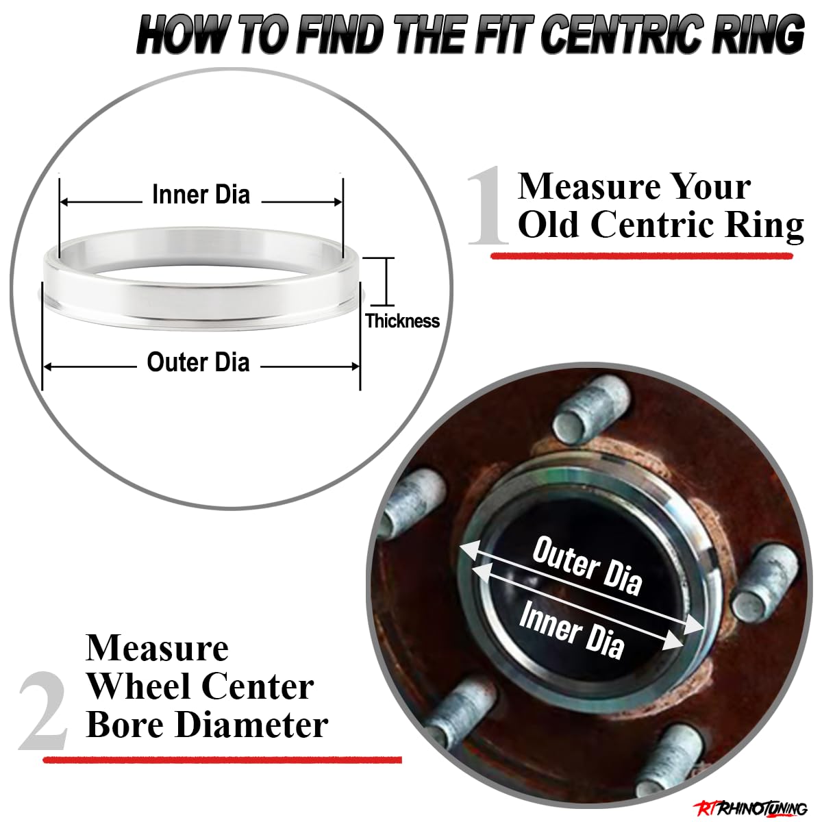 RTRHINOTUNING Hub Centric Rings (Pack Of 4) Silver Hub