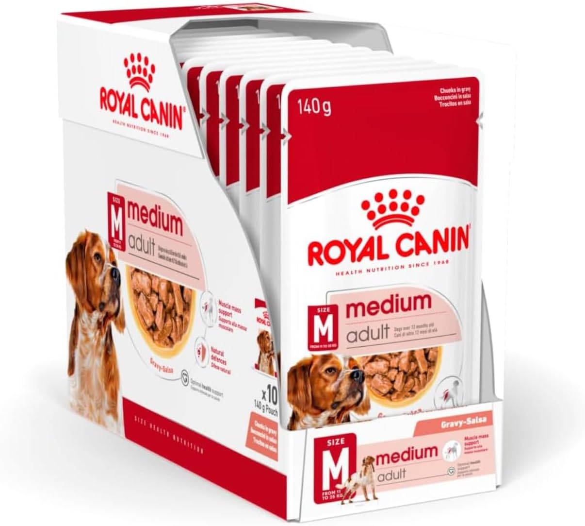 Royal Canin SHN Medium Adult Wet Food Pouches Box of 10x140g Size Health Nutrition Dog