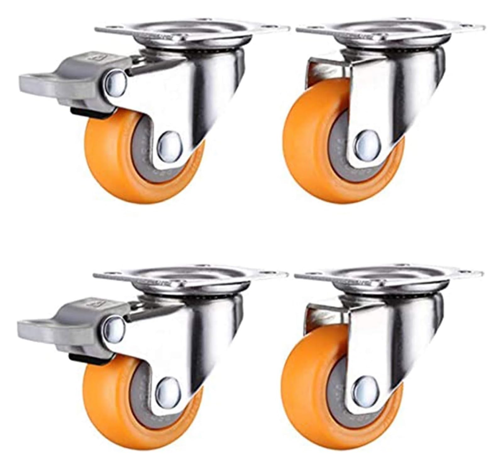 GYRAZXS Silent Swivel Caster Wheels for Furniture 2 Inch Double Wheel Industrial Casters with Brake Heavy Duty Furniture Wheels Smooth Rolling and Easy Mobility
