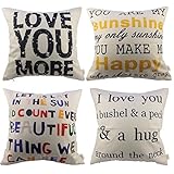 HOSL P63 4pcs Sofa Simple Home Decor Design Throw Pillow Case Decor Cushion Covers Square (4x Love Pillow Covers)