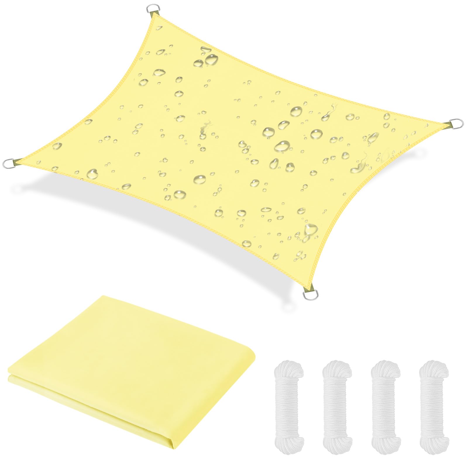 OFFCUP Sun Shade Sail, 3m x 4m Rectangle Awning Canopy, 160gsm Waterproof Shade Sail Garden Sun Sail Patio Canopy 95% UV Block with Free Rope, for Outdoors, Garden, Patio, Yard, Party (Beige) — image 1