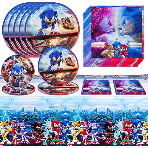 41Pcs Anime Birthday Party Supplies Decorations Cartoon Themd Party Favors 20 Plates 20 Napkin 1 Tablecloth for Boy Girl Kids