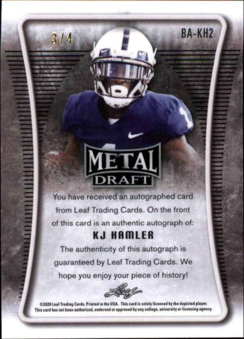 2020 Leaf Metal Draft Autographs Mojo Red White Blue #BA-KH2 KJ Hamler RC Rookie AUTO 3/4 Football Trading Card