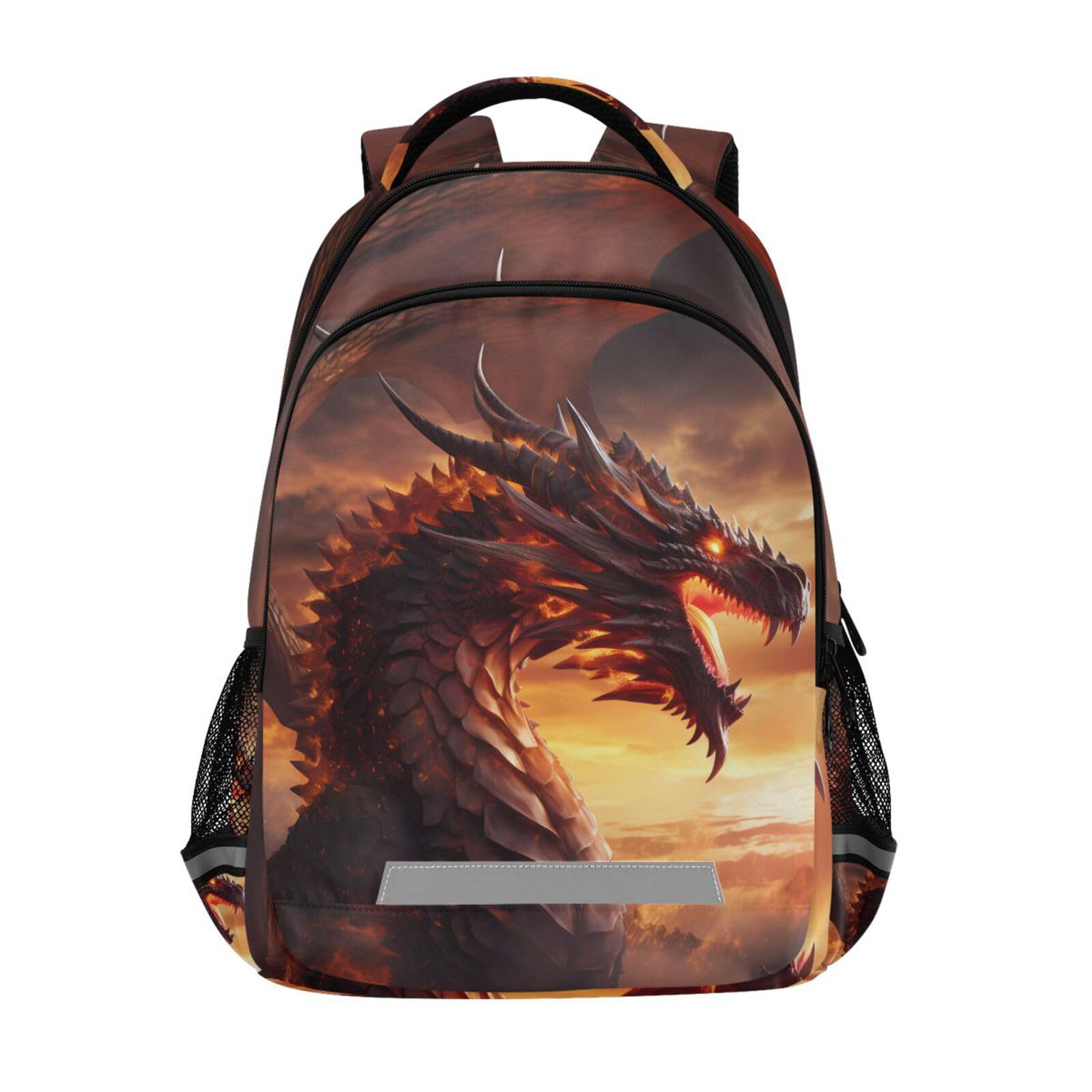 Dragon Backpack for Students Boys Girls Fierce Red Dragon School Bag Travel Daypack Rucksack