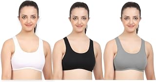 Shop2karma Girls Cotton Full Coverage Sports Bras, Teenager Training Bra, Pack of 3 Price In India