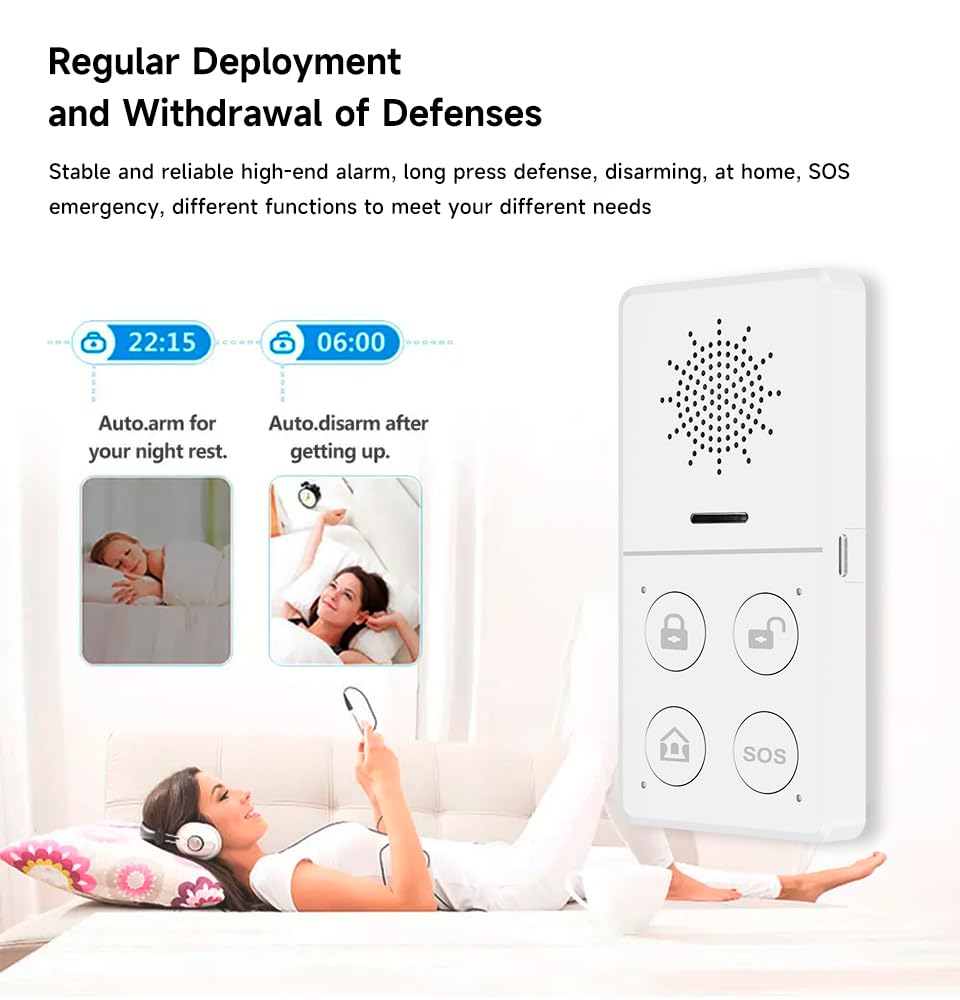 Kits de alarma antirrobo inteligente WiFi (anfitrión, sensores de puerta/movimiento, botón de emergencia SOS, timbre, control remoto), seguridad del hogar y automático, alarma antirrobo 130DB
