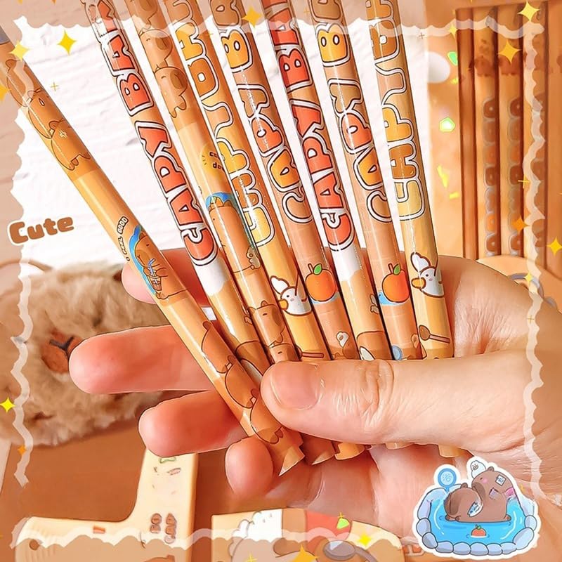 12 Capybara-Bleistifte Mit Radiergummi – 2B Härte, Perfekt Für Schule & Basteln