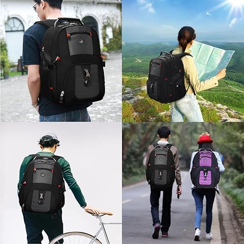 Miniatura 23 de Shrradoo Mochila de viaje extragrande para laptop, 52 litros, con puerto de carga USB, para portátiles de 17 pulgadas, para hombres y mujeres