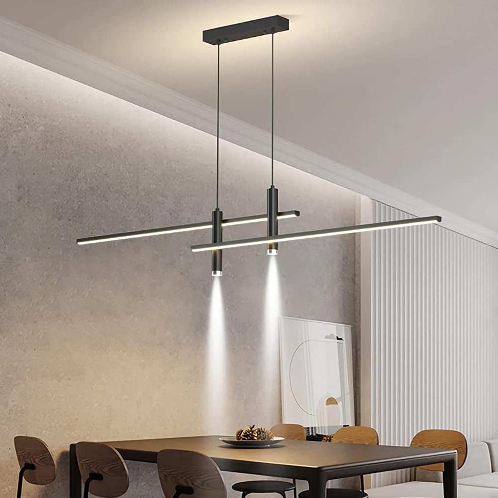 Nowoczesna lampa wisząca LED do jadalni, ściemniana 3000 K-6500 K, regulowana wysokość, pilot zdalnego sterowania, stylowy żyrandol do kuchni, salonu, eleganckie oświetlenie domu