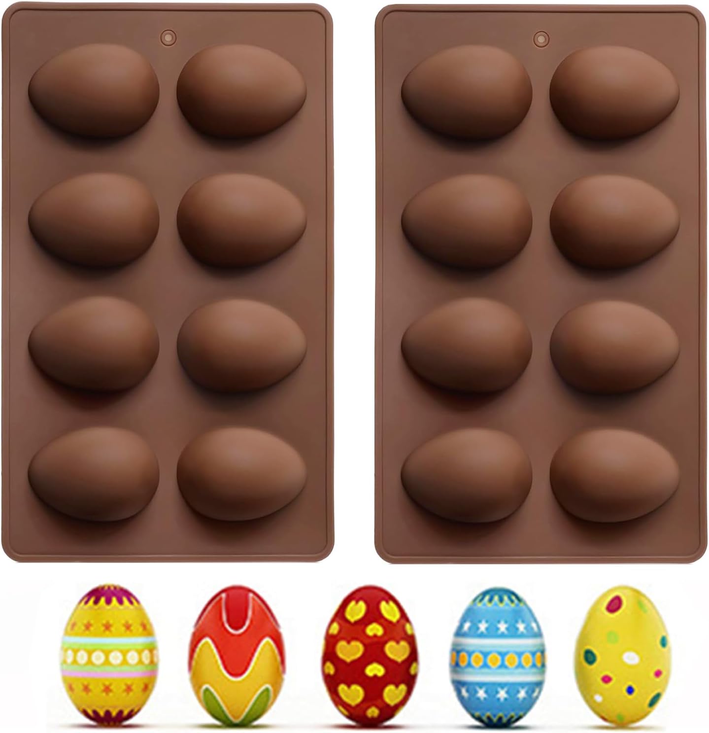 EchoDone Egg Shape Soap Mold Non Stick Silicone Half Egg Mold for Soap Making, Truffles Chocolate, Candy, Jelly, Desserts, Ice Tray Backing Set Cake Mould 2 Packs