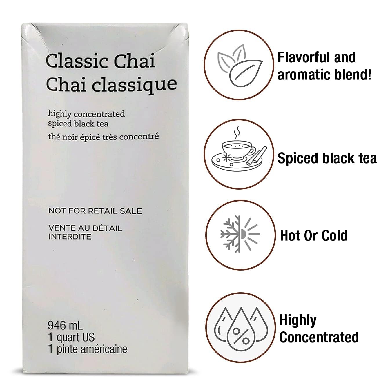 CHAI Classic Tea Concentrate - Highly Concentrated Spiced Black Tea; With Cinnamon, Ginger, Cardamom, Vanilla; Teavanas Famous Qualtiy; Compatible With Lattes and Coffees from Starbuck's Cafes & With Teavana's Famous Quality; Enjoy Hot or Iced - 32 FL OZ (946 ml)
