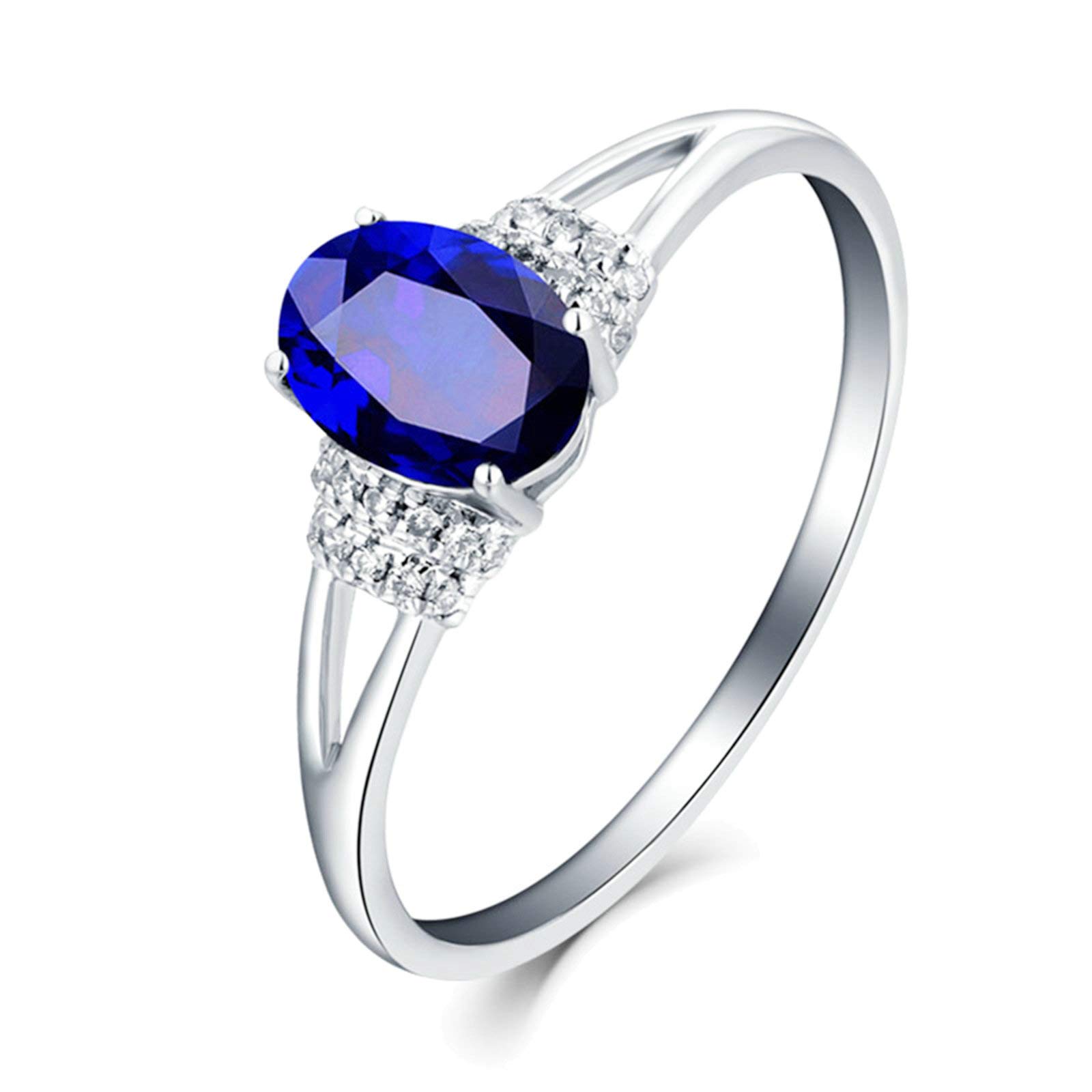 Beydodo Obrączki ślubne 750 białe złoto niebieskie owalne szafir 0,62/0,97/1,36/2,22 ct pierścionek zaręczynowy diament białe złoto dla kobiet e 18 karatów (750) białe złoto, 45 (14,3), colore: 2.22ct, cod. TLLWGZ2743