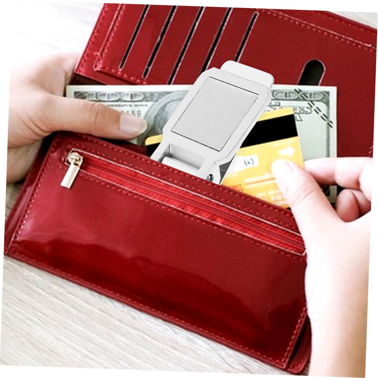 TOVINANNA 4sets Professional Metal Check Clip Wallet Money Clip Portable Small Cash Holder 2pcs*4