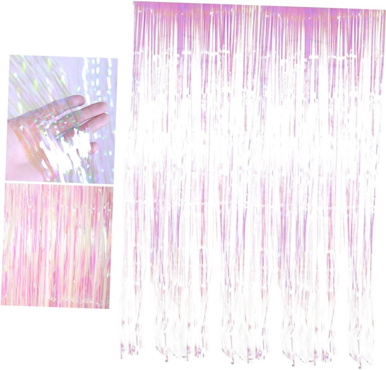 Gadpiparty Foil Fringe Door Curtain Silver Tinsel Curtain for Wedding Party Decorations (1x2m)