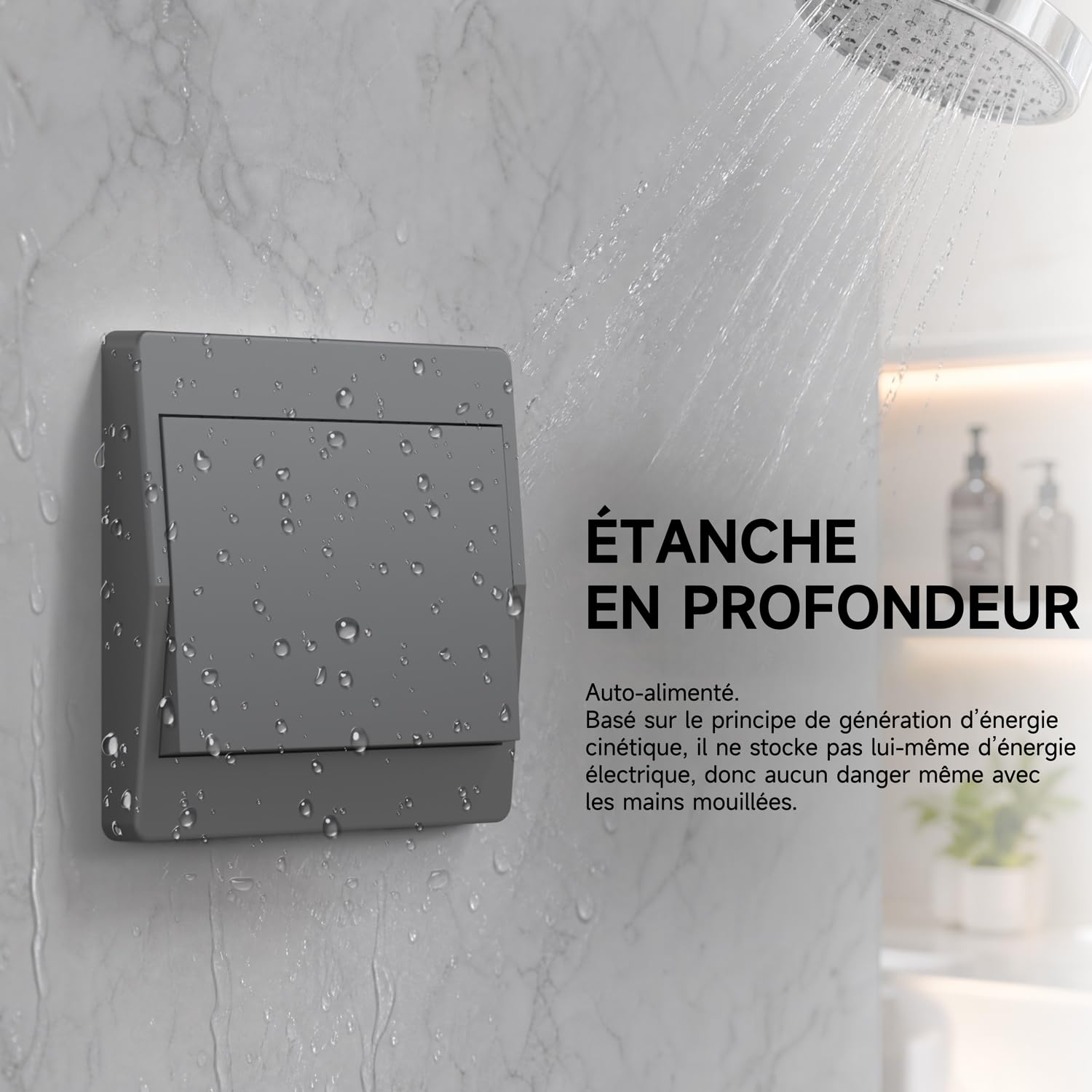 Gris interrupteur sans fil sans pile kit interupteur sans fil autoalimente RF433 va et vient sans fil sans pile radio interrupteur a bouton telecommande (Gray 1Gang 3V1) | gris wireless switches interrupteur eclairage sans fil sans piles interrupteur à di