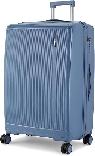 Safari 8 Wheels, Anti-Theft Zipper (Check-in) Polycarbonate Trolley Spinner Luggage Large (Cooper 76CM Blue)