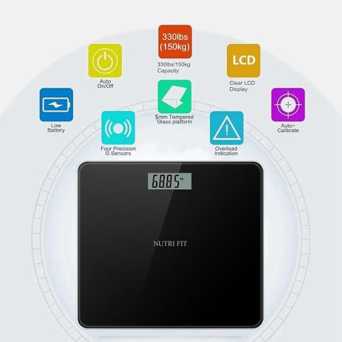 Miniatura 8 de NUTRI FIT Báscula digital de baño para peso corporal, báscula de baño para observar peso preciso con pantalla LCD grande, más precisa para uso