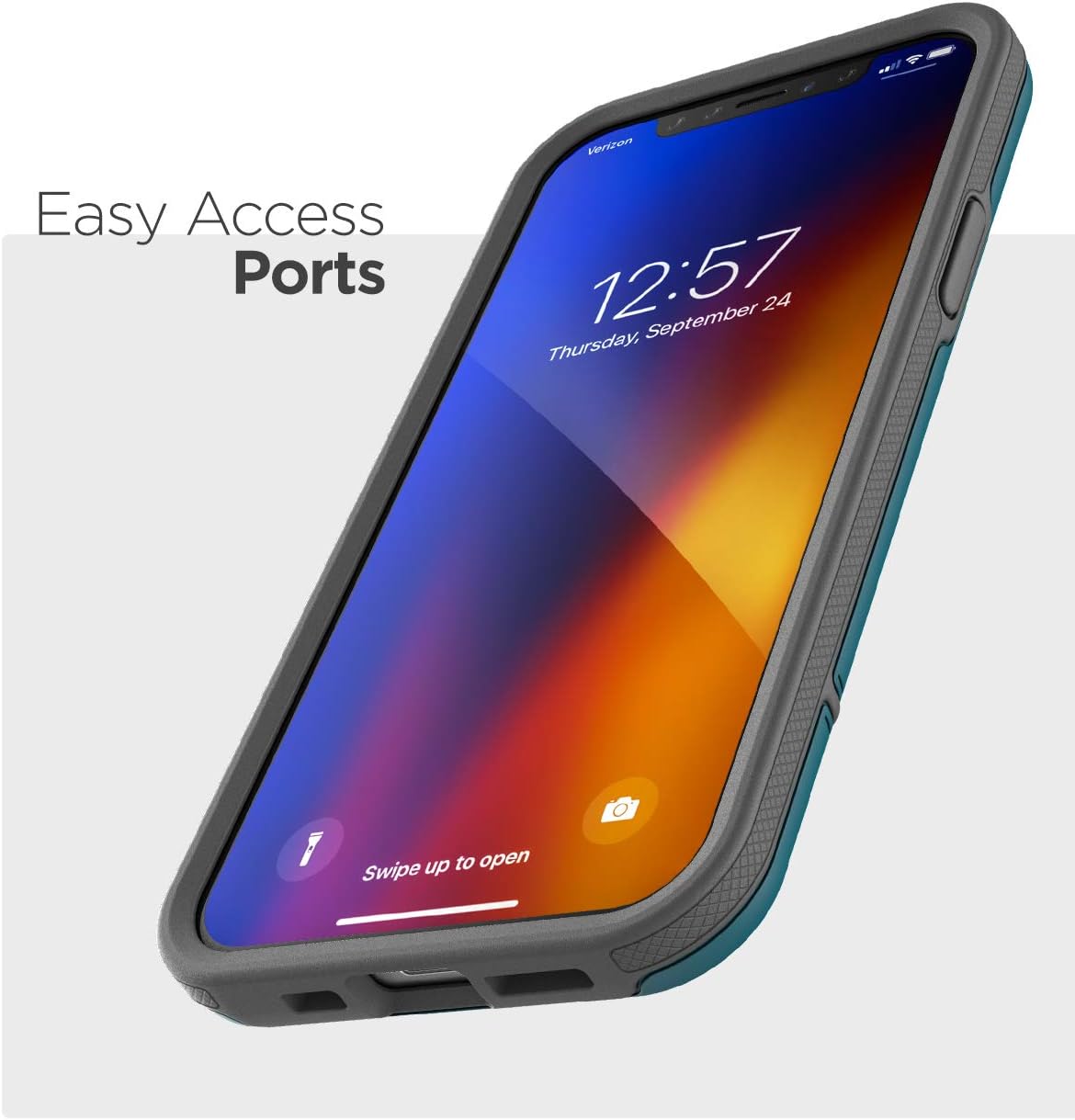 Encased Rebel Armor Belt Clip Holster Case Compatible with iPhone 12 Pro Max Shockproof Full Body Cover with Holder (Blue) - Image 3