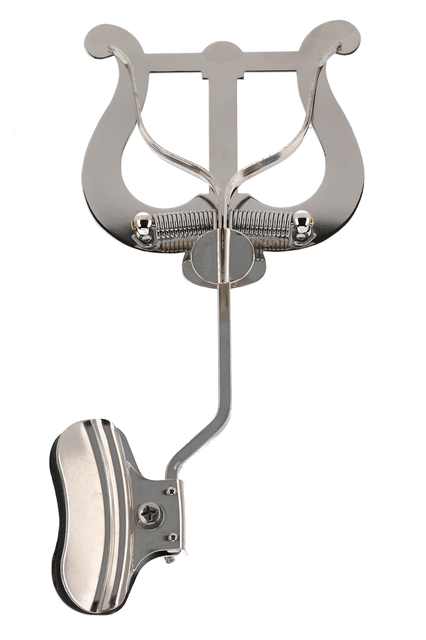 GEWA Porta spartiti da marcia Trombone - Nichelato - Grande Lira - 2 Pulsanti - Con morsetto per il montaggio sulla campana