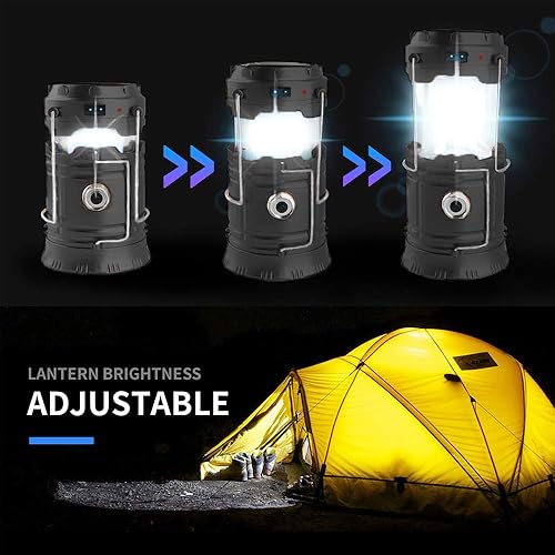 Miniatura 4 de Linterna LED para campamento, linterna solar y recargable, linterna plegable y portátil para uso diariocampamentosenderismopesca