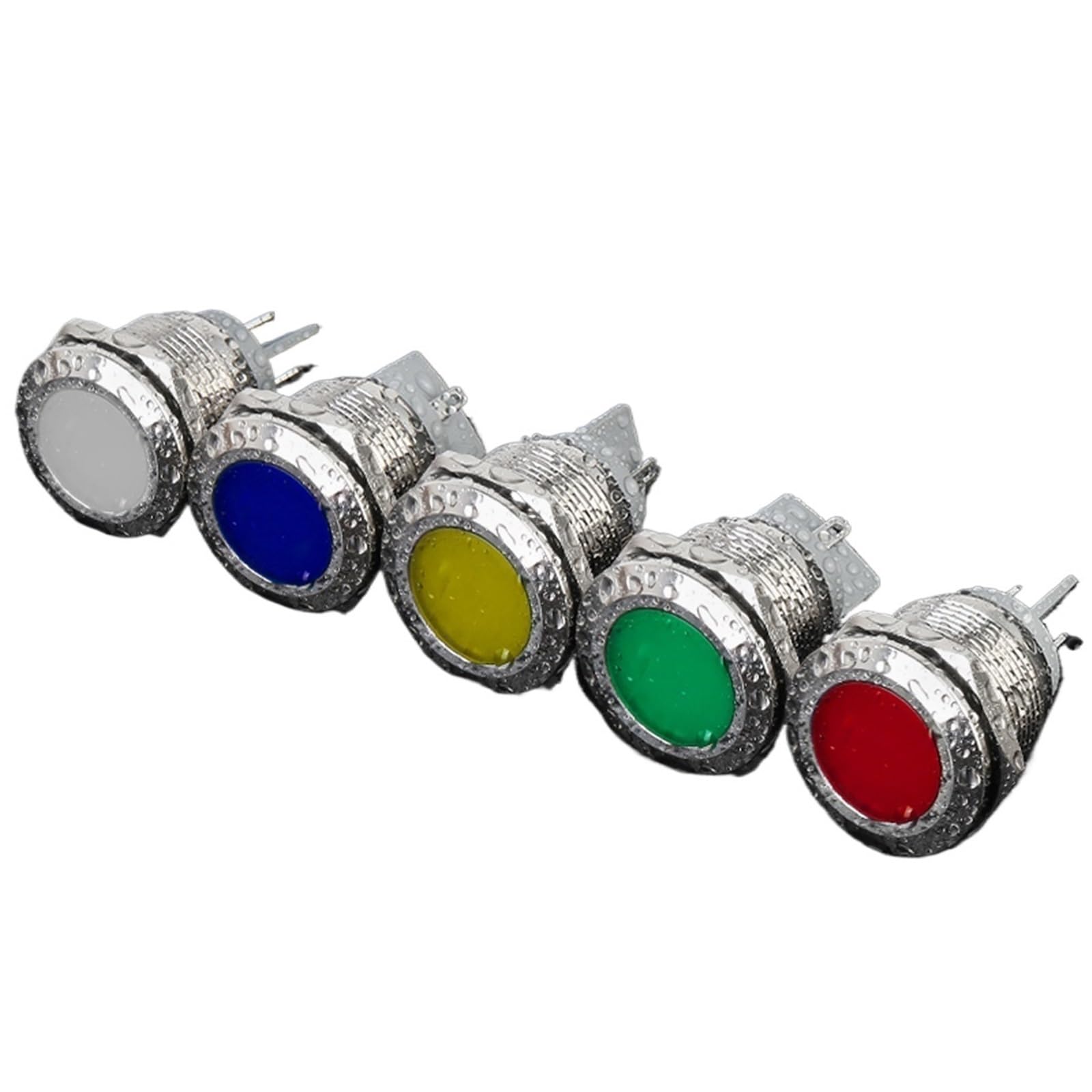 10 sztuk metalowych lamp sygnalizacyjnych 22 mm AC/DC 3 ~ 220 V LED lampka kontrolna IP65, wodoszczelne światło i 2-biegunowe przyłącze (zielone światło, 3 V-6 V)