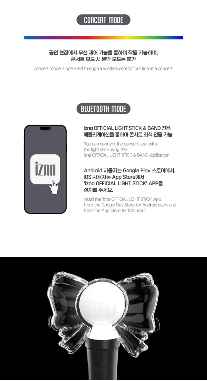 IZNA - OFFICIAL LIGHT STICK + 6 Selfie Photocards Set : Amazon.co