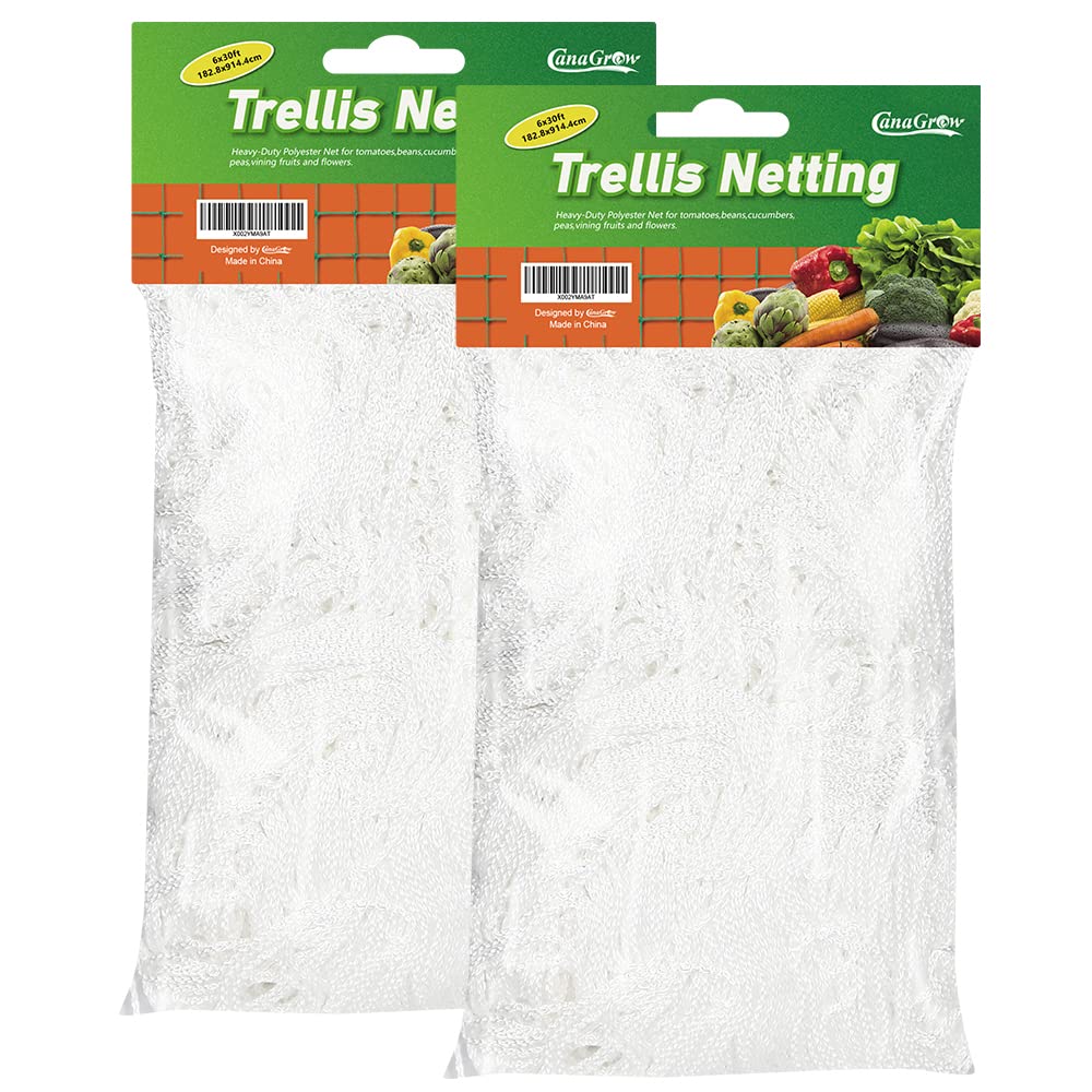ππ«ππ₯π₯π’π¬ πππππ’π§π , CANAGROW Heavy-Duty Garden Plant Trellis Netting for Climbing Plants, Outdoor Indoor Grow Net for Beans Tomatoes Peas Pumpkin Flowers, π π± ππππ, Pack of 2