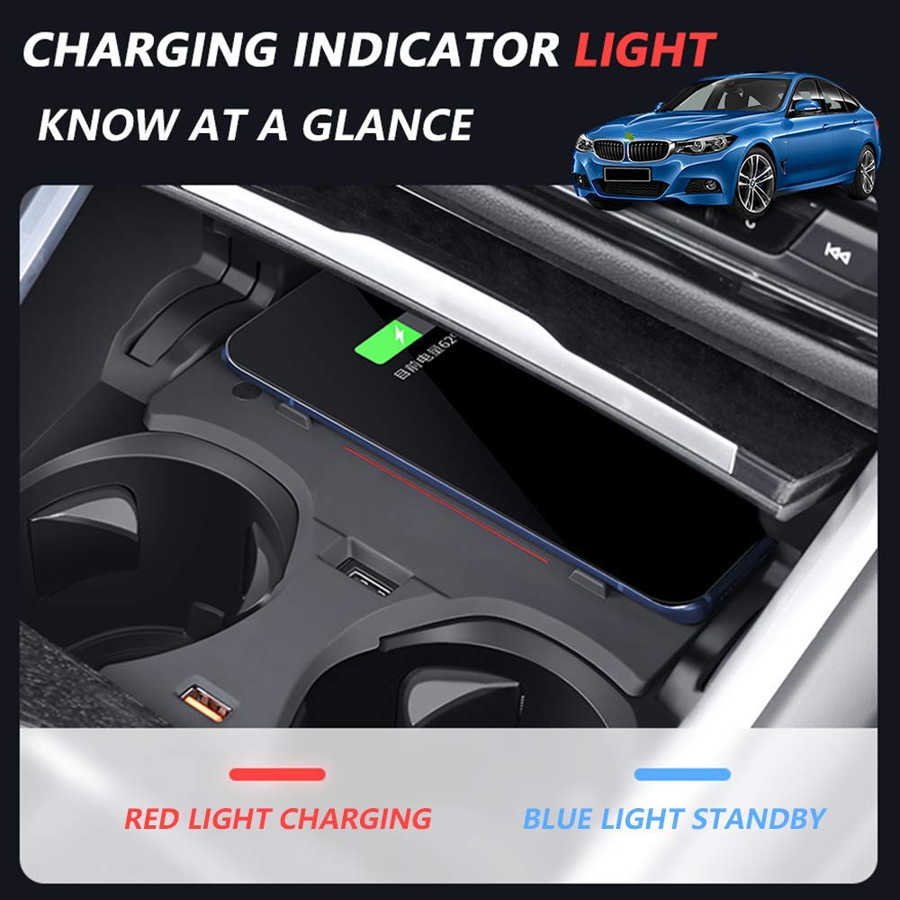 2021 Nuevo Cargador Inalámbrico Coche Auto para BMW 3 Series G20 G28 2020 2021 Consola Central Panel, 15W Qi Carga Rápida Auto Teléfono Cargador con QC3.0 USB Puerto para iPhone Samsung