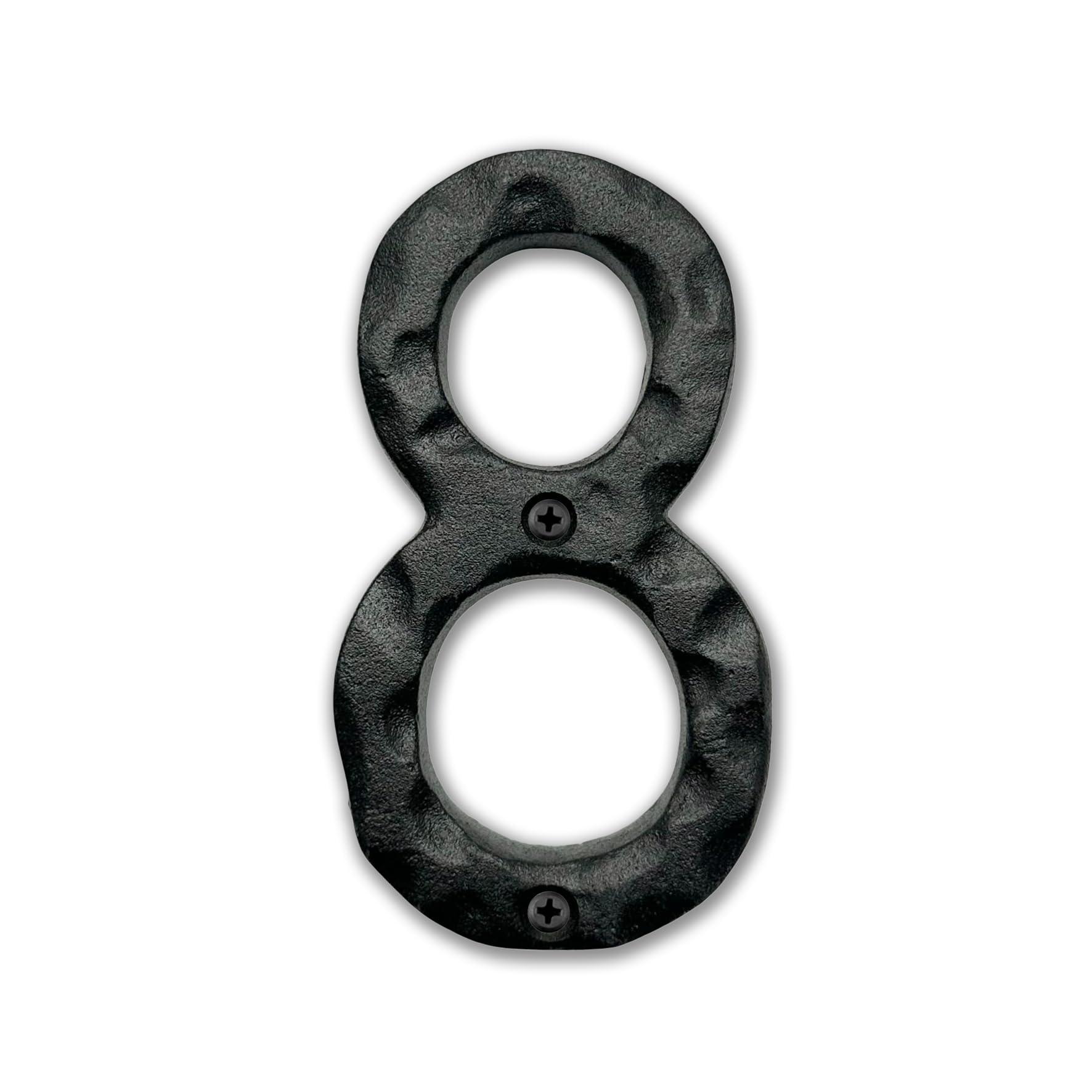 NACH House Numbers for Outside, 4 inch Black Address Numbers for House - Number 8 - Rustic Numbers for Outside with Mounting Hardware