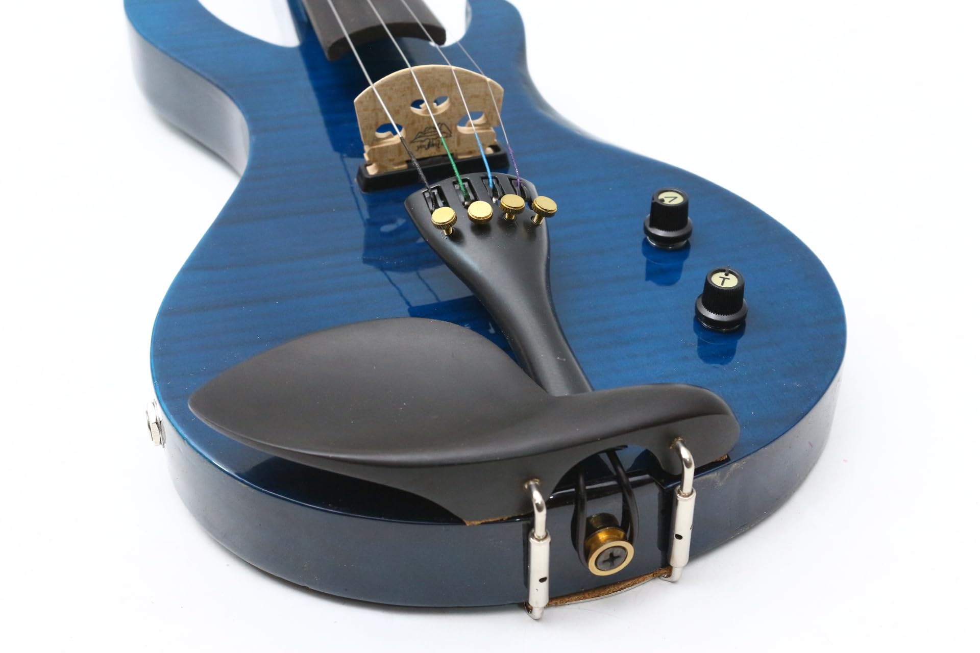 Violino Elettrico 4/4 di Dimensioni Standard, Kit per Violino Elettrico a 5 Corde, Corpo in Legno massello con Accessori in Ebano, Suono Potente a Forma di Chitarra, Custodia, Archetto (Blue