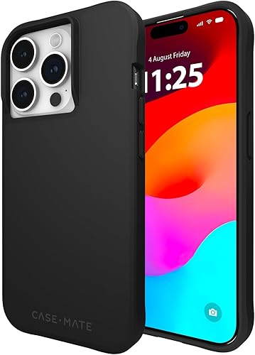 Case-Mate Funda resistente para iPhone 15 Pro, color negro, protección contra caídas de 12 pies, compatible con carga inalámbrica, funda delgada