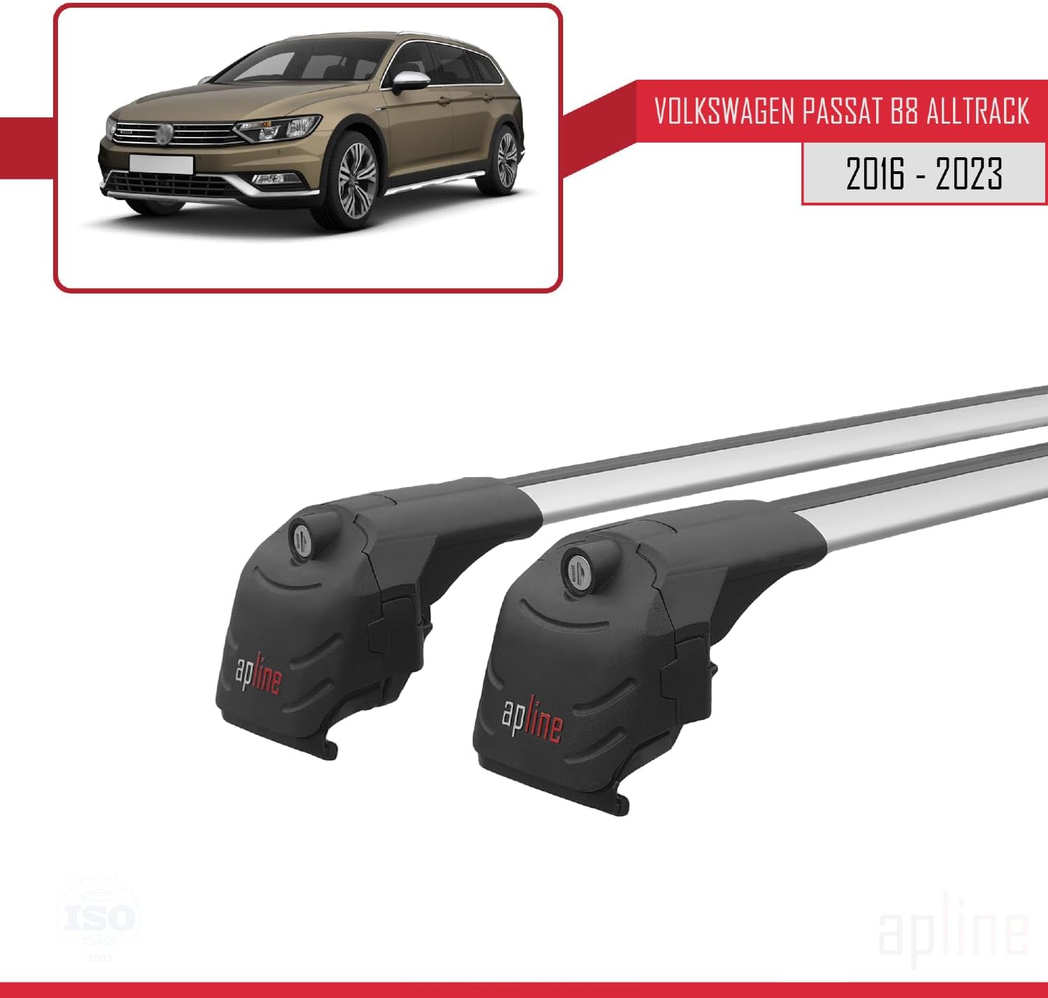 Compatible with Toyota Auris 2 (E180) Touring Sports 2013-2018 ACE-2 Type Car Roof Rack Cross Bar Grey Aluminium Bars