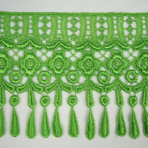 Altotux 4" 12 Colors Teardrop Fringe Venice Floral Lace Trim Guipure by Yard (Lime)